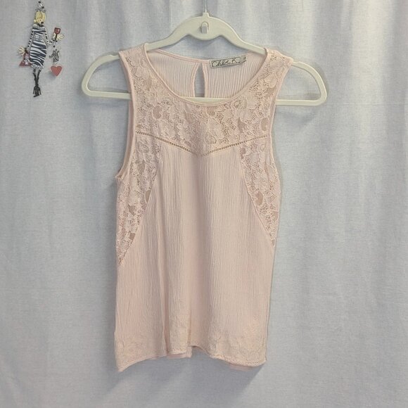 Chloe K Size Small Pink Lacy Tank - Picture 1 of 16